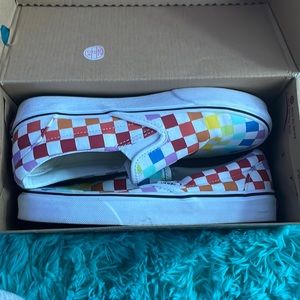 Size 6.5 rainbow checkered vans